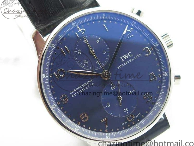 MIROTIME 0421 MoistureWicking Portuguese IW371491 ZF 1:1 Best Edition SS Blue Dial On Leather Strap A79350 (Slim Movement) V 7221
